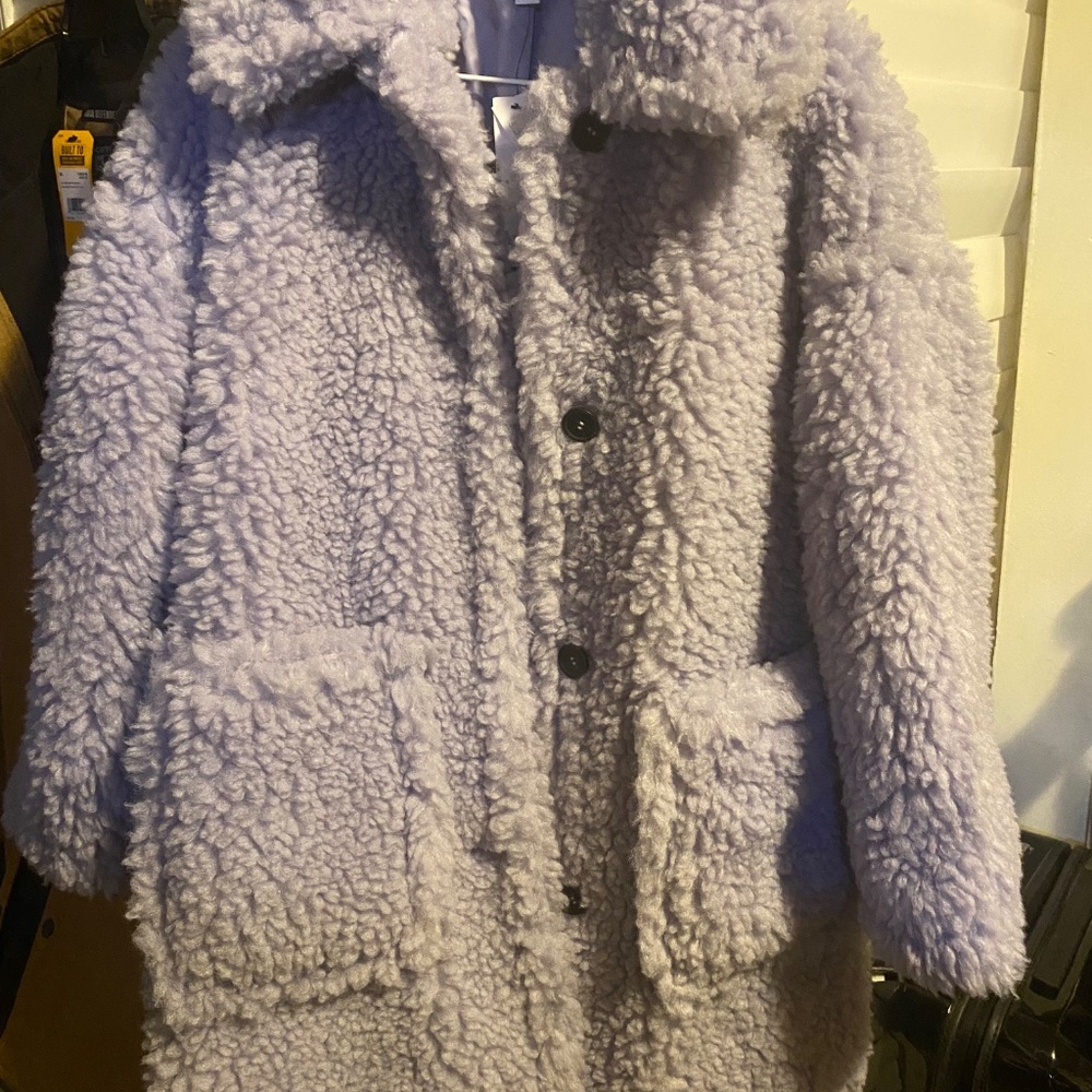 TopShop NWT Chunky Borg (lilac) Coat(size 2-fits small/medium - Picture 10 of 11
